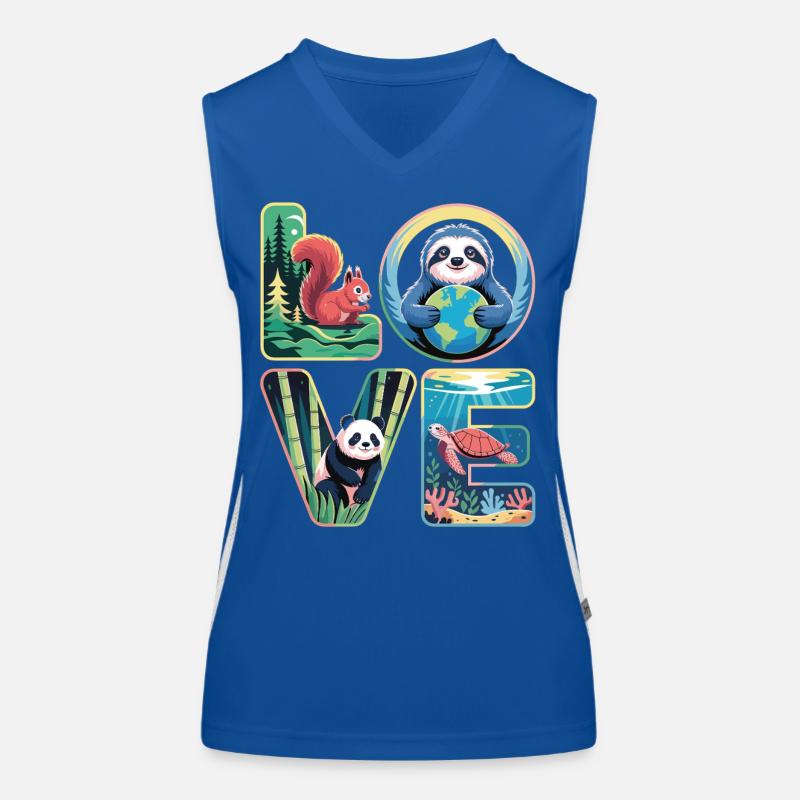 LOVE Nature Animals Panda Sloth Turtle Women's Functional Contrast Tank Top