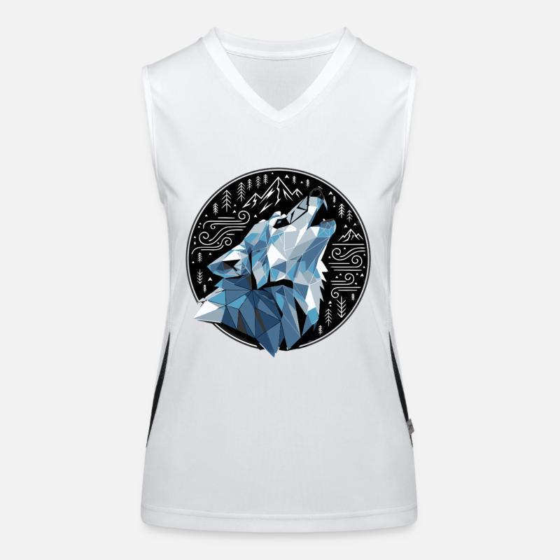Wolf Geometric Mountains Nature Women's Functional Contrast Tank Top