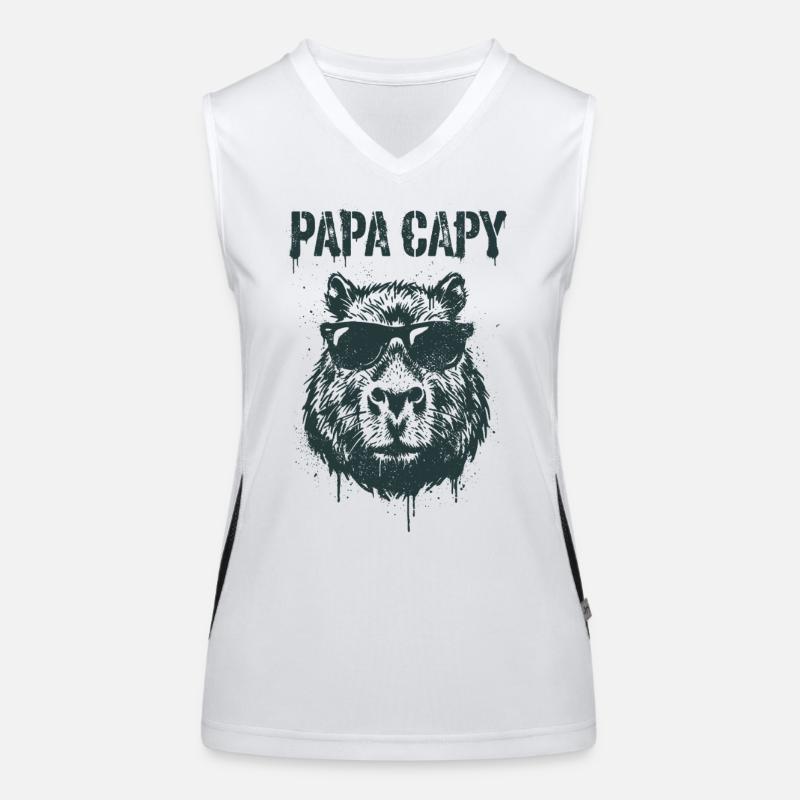 Papa Capy - Capybara Vatertag Funktionelles Kontrast-Tank Top für Frauen
