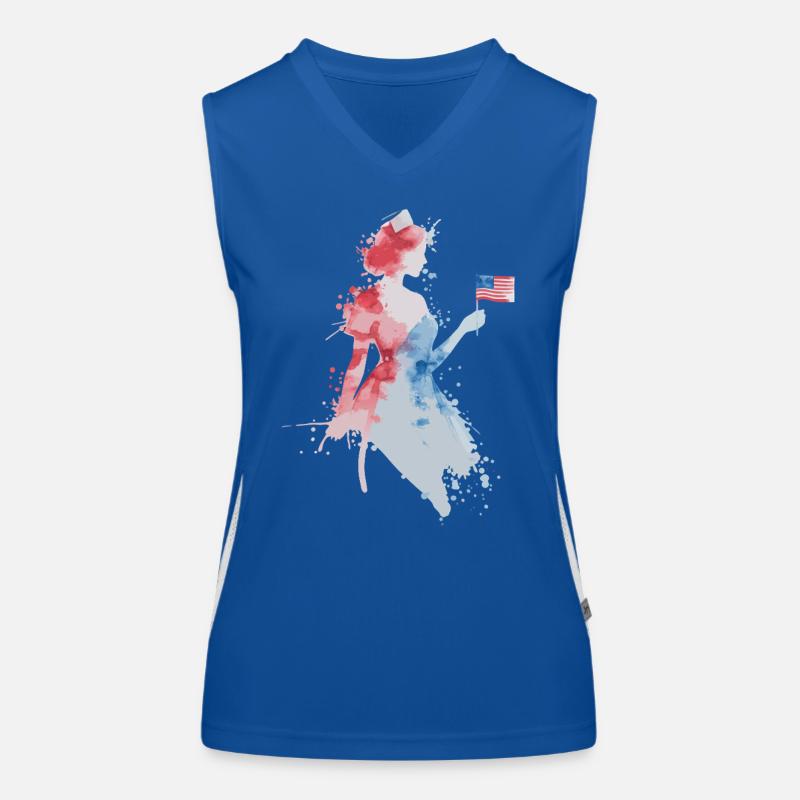 Aquarelle drapeau Nurse USA Débardeur respirant contrasté Femme