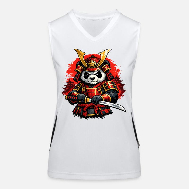 Samurai Panda mit Katana im japanischen Stil Funktionelles Kontrast-Tank Top für Frauen