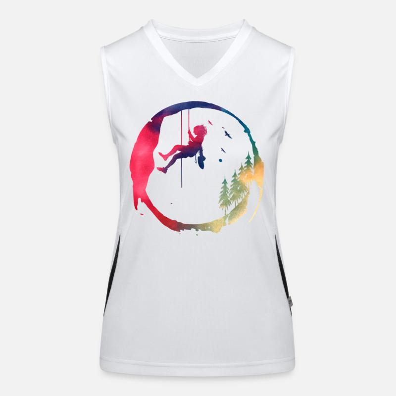 Aquarellfrau Baumklettererin Abenteuer Funktionelles Kontrast-Tank Top für Frauen