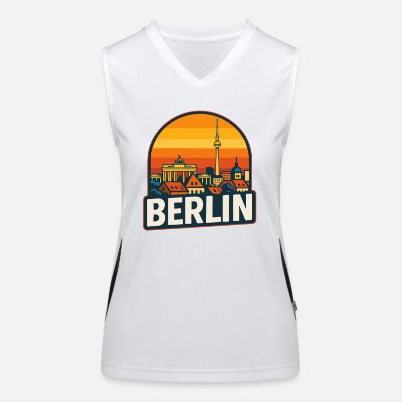 Berlin Skyline Retro Sunset Vintage Design Women's Functional Contrast Tank Top