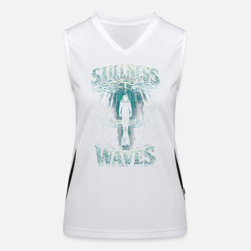 Apnoetauchen Freitauchen Stillness Beneath Waves Funktionelles Kontrast-Tank Top für Frauen