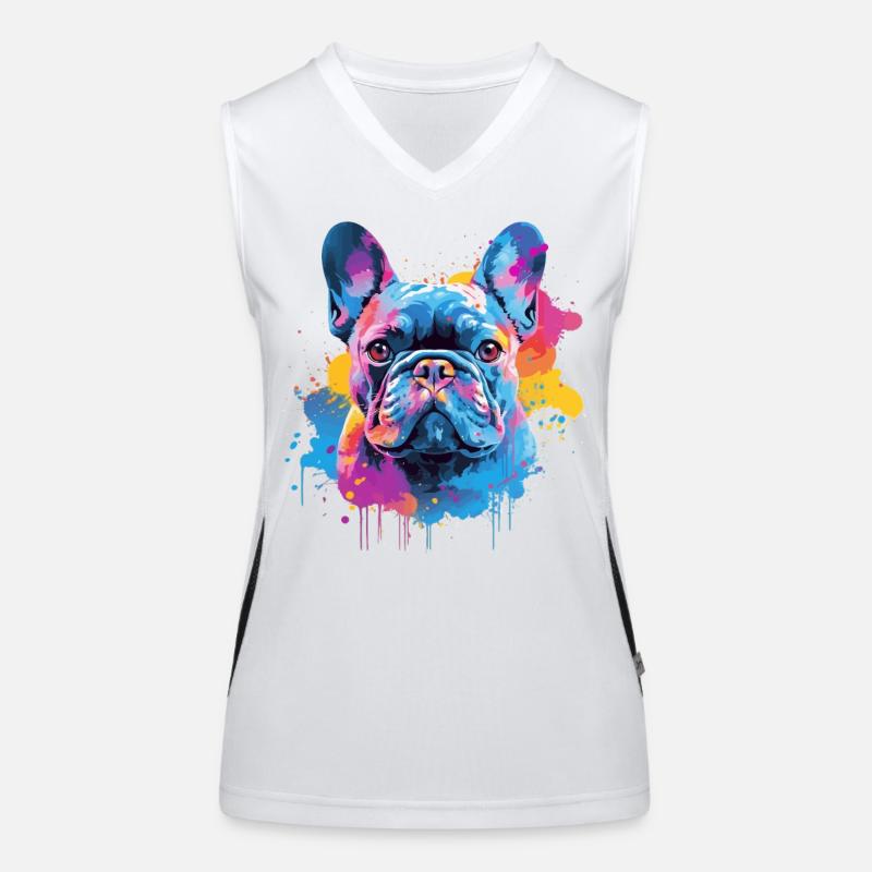 Art éclaboussuré de chien bouledogue français Coloré Débardeur respirant contrasté Femme