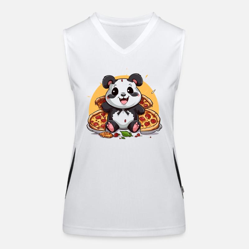 Kuschelpanda mit Pizzazauber Funktionelles Kontrast-Tank Top für Frauen