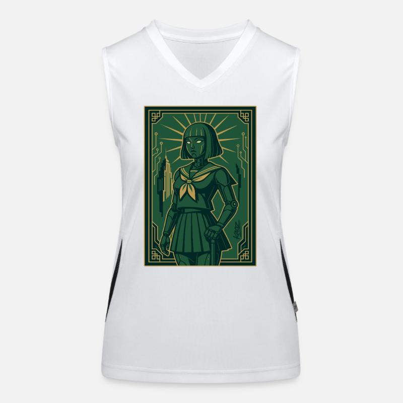 Cyber Deco Android Green Sentinel Débardeur respirant contrasté Femme