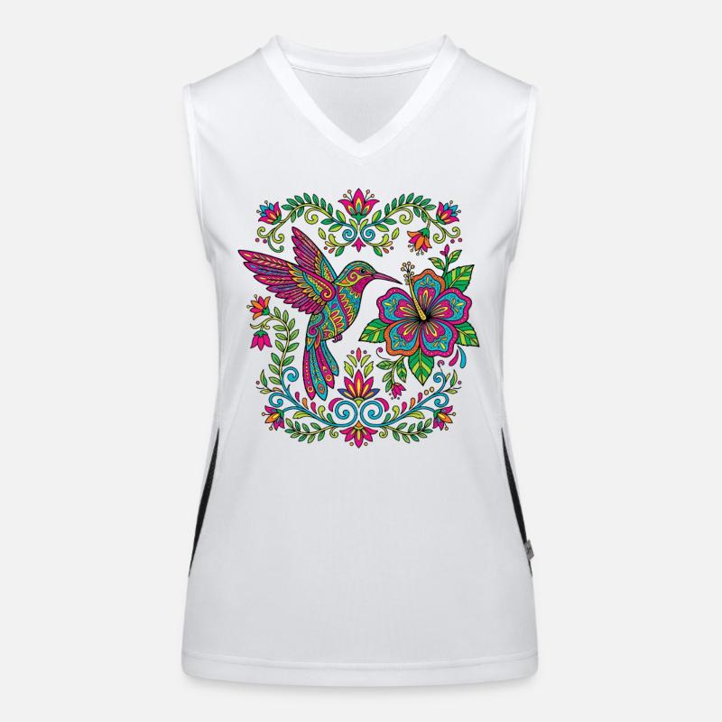 Fleurs Alebrije Colibri mexicain Débardeur respirant contrasté Femme