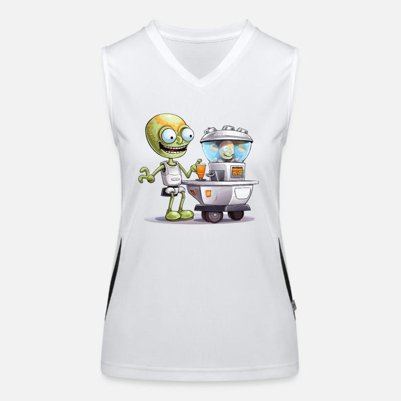 Außerirdischer Barkeeper im Space Bar Funktionelles Kontrast-Tank Top für Frauen