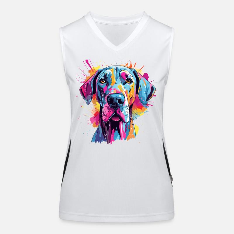 Chien coloré de grand dogue éclaboussé Débardeur respirant contrasté Femme
