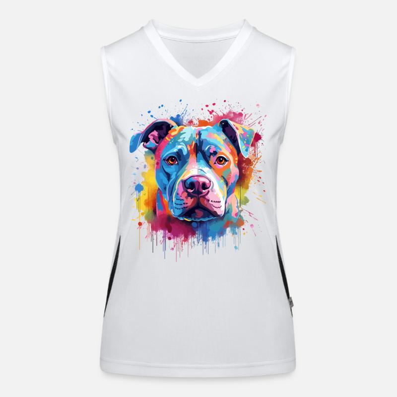 Bunter Pitbull Splash Art Hund Funktionelles Kontrast-Tank Top für Frauen