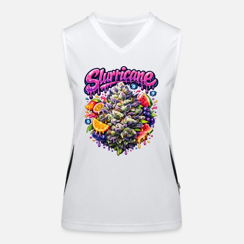 Slurricane Tropical Graffiti Print Funktionelles Kontrast-Tank Top für Frauen