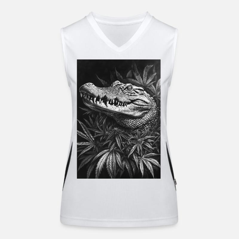 Crocodile dans la forêt de feuilles de chanvre Débardeur respirant contrasté Femme