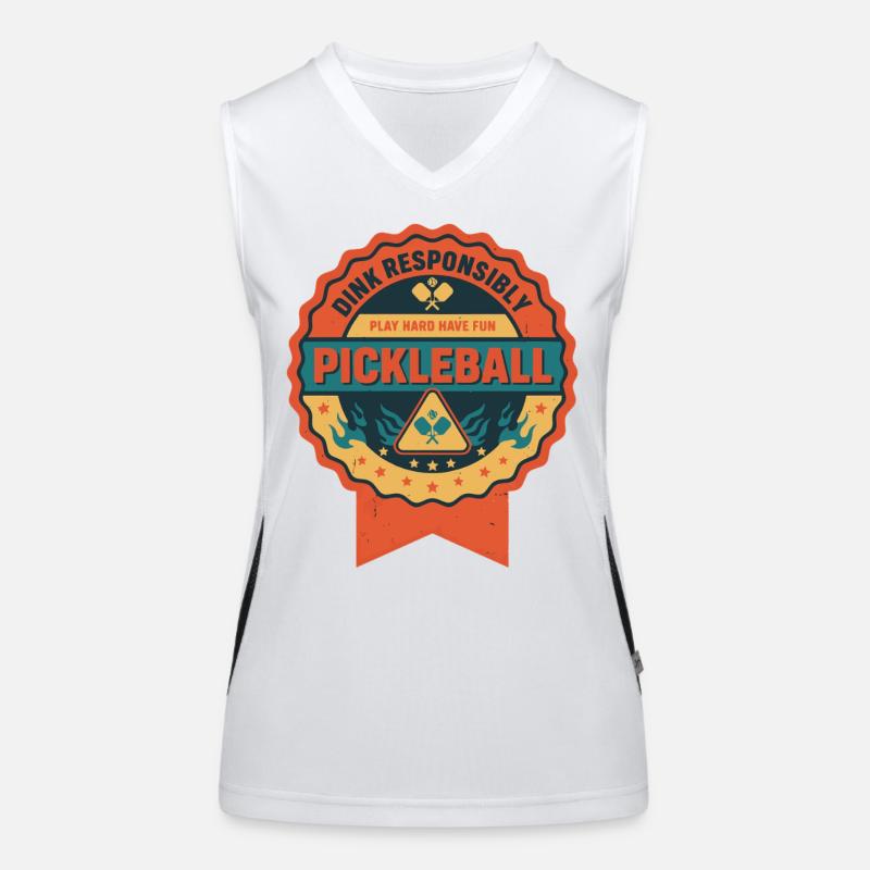 Pickleball Dink Responsibly Play Hard Have Fun Women's Functional Contrast Tank Top