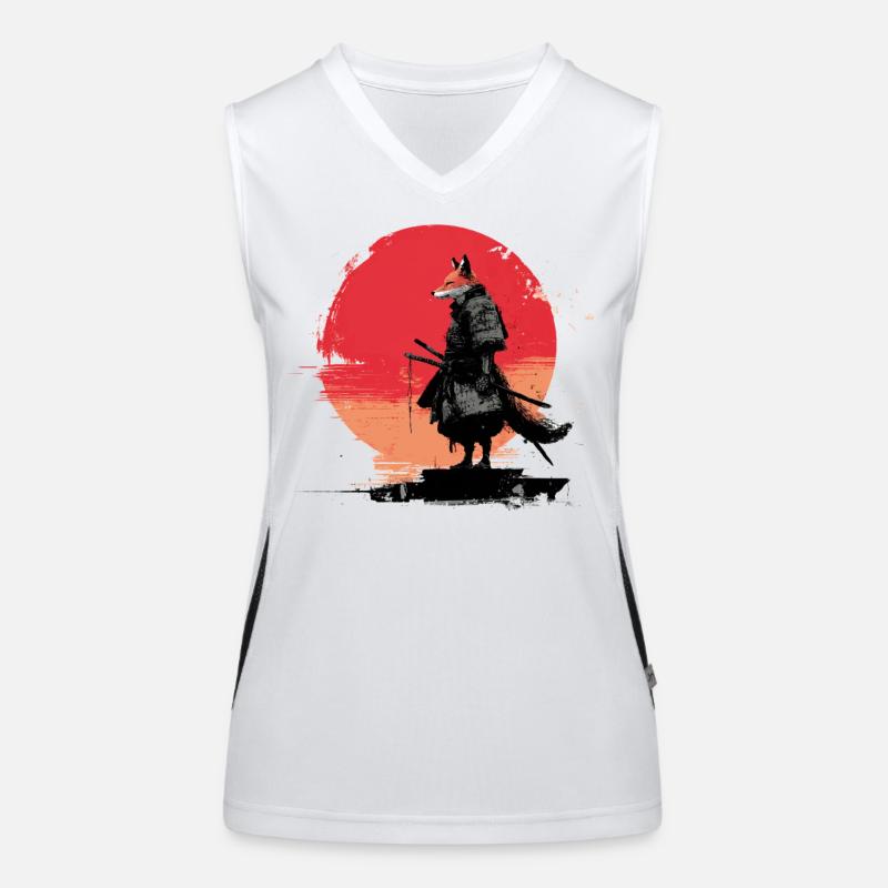 Fox Samurai au coucher du soleil Débardeur respirant contrasté Femme