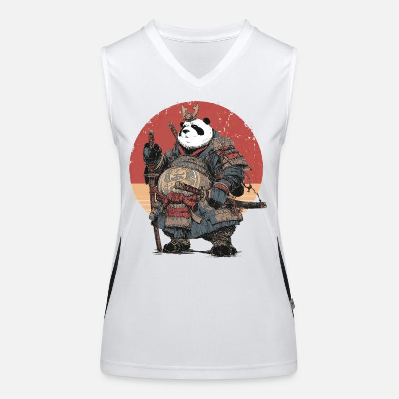 Panda samouraï en armure solide Débardeur respirant contrasté Femme
