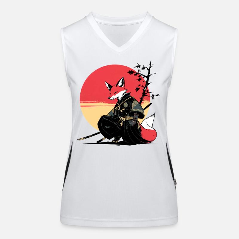Fox Samurai au coucher du soleil Débardeur respirant contrasté Femme