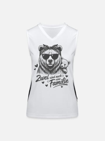 Mama Bär & Kind Baby - Zwei sind auch eine Familie - Funktionelles Kontrast-Tank Top für Frauen - Weiß/Schwarz - Vorne
