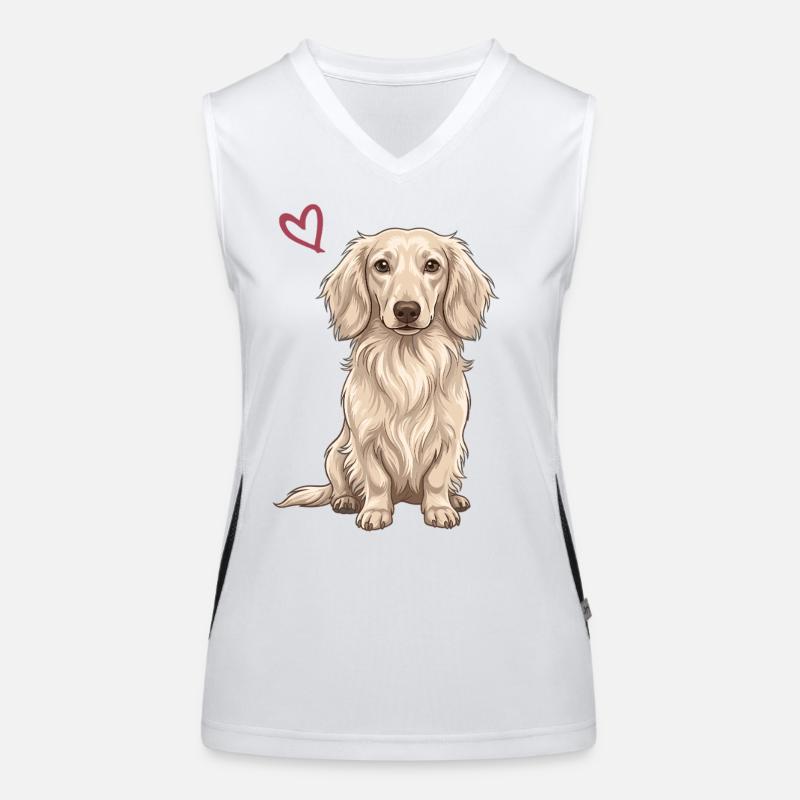 Teckel blanc, teckel blanc anglais Débardeur respirant contrasté Femme