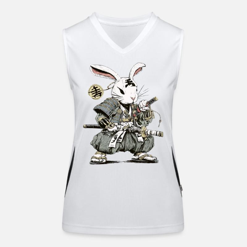 Rabbit Samurai Warrior with Katana Women's Functional Contrast Tank Top