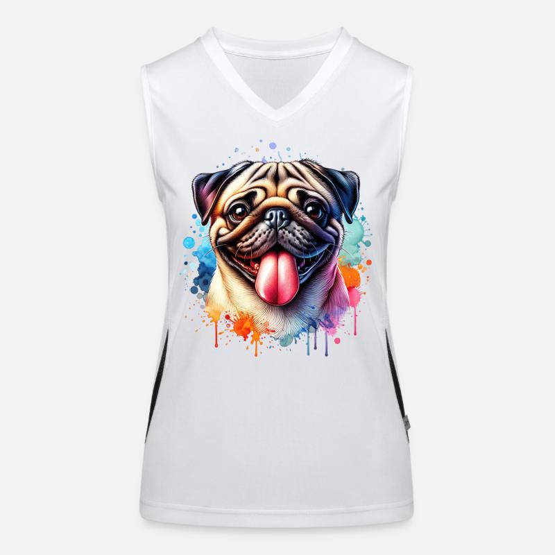 Pug Motif Women's Functional Contrast Tank Top