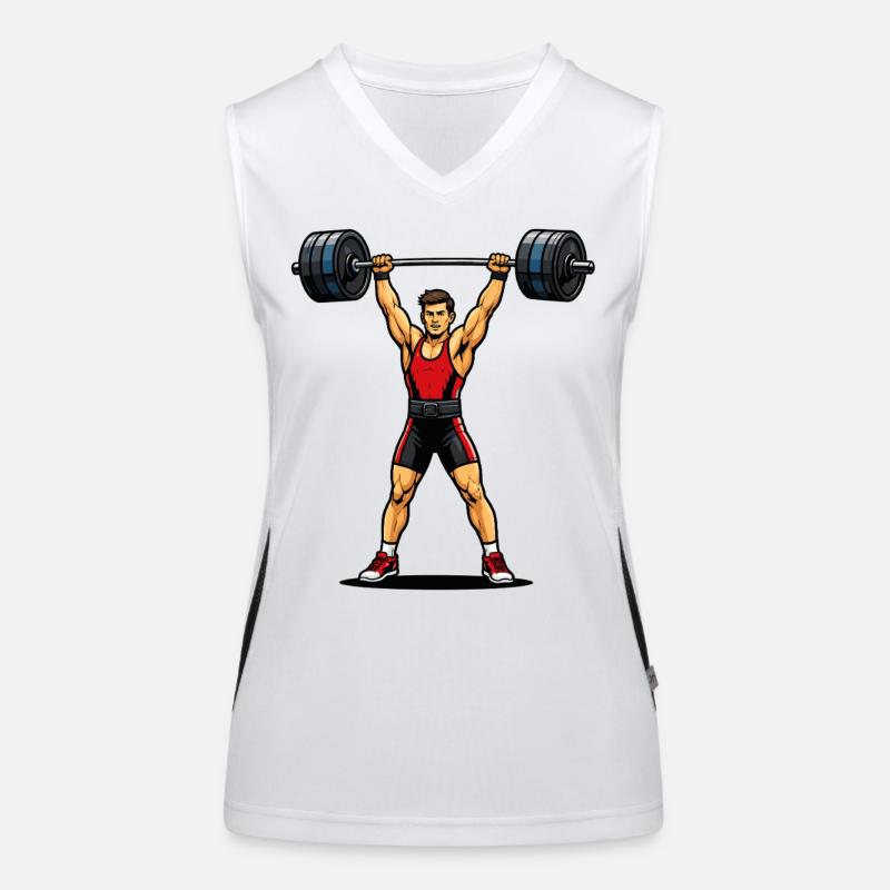 Weightlifter under the bar in strength Women's Functional Contrast Tank Top