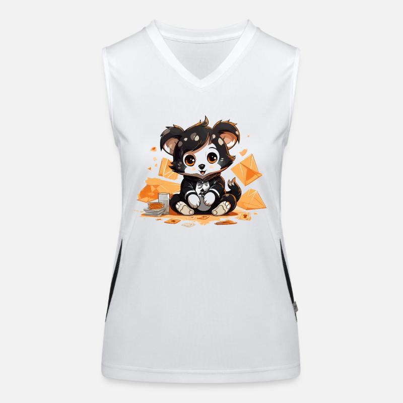 Cuddly panda with a windfall Women's Functional Contrast Tank Top