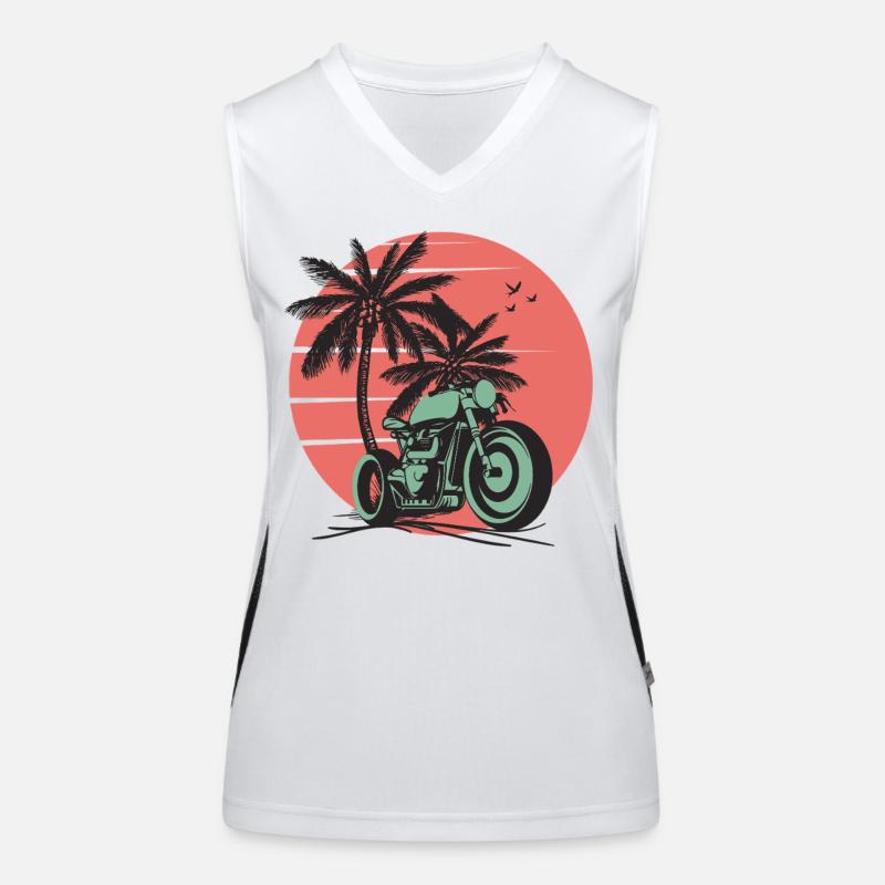 Attraction rétro à moto Sunset Palm Débardeur respirant contrasté Femme