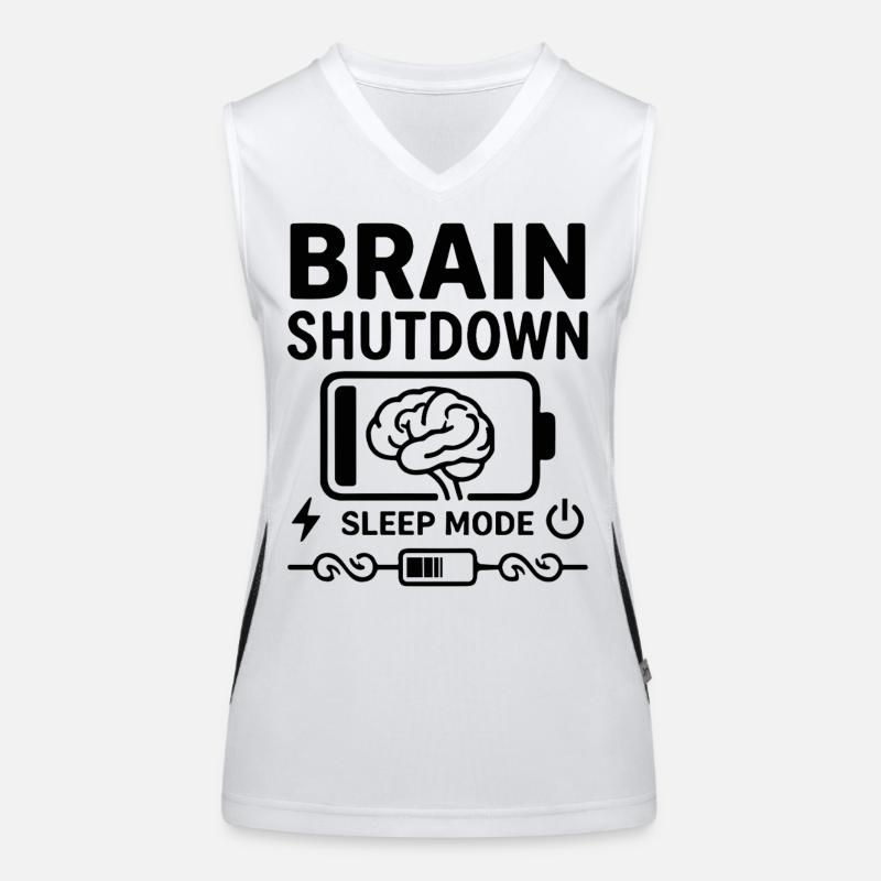 Brain Shutdown Sleep Mode Humor Battery Empty Women's Functional Contrast Tank Top