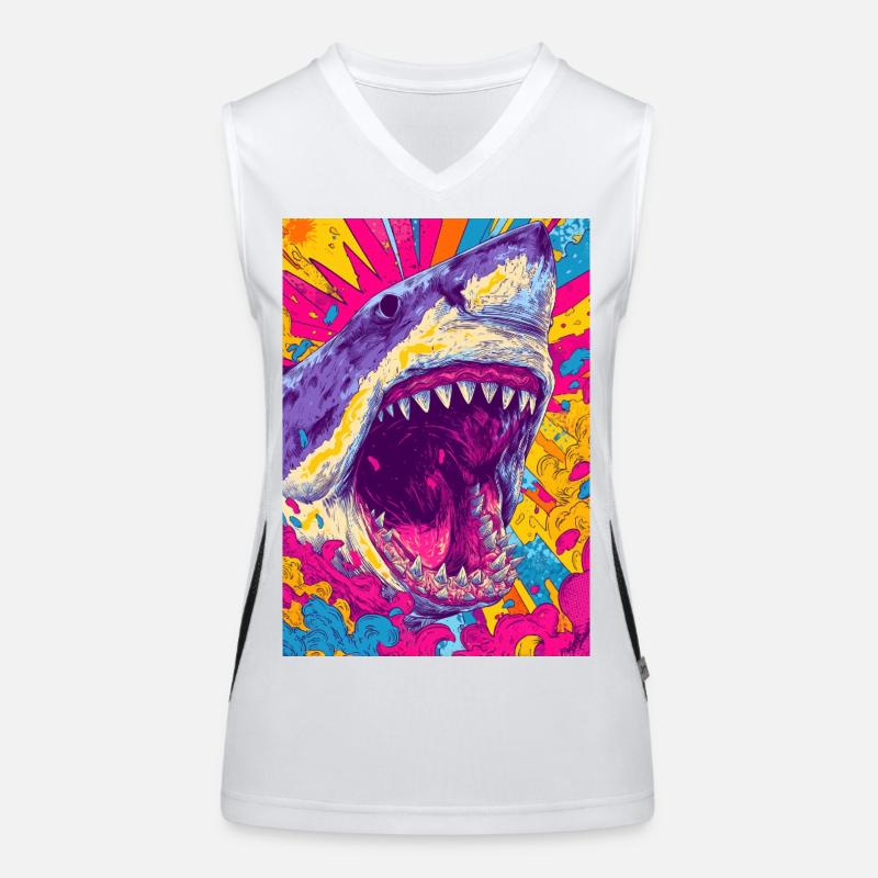 Psychedelischer Hai Burst Funktionelles Kontrast-Tank Top für Frauen