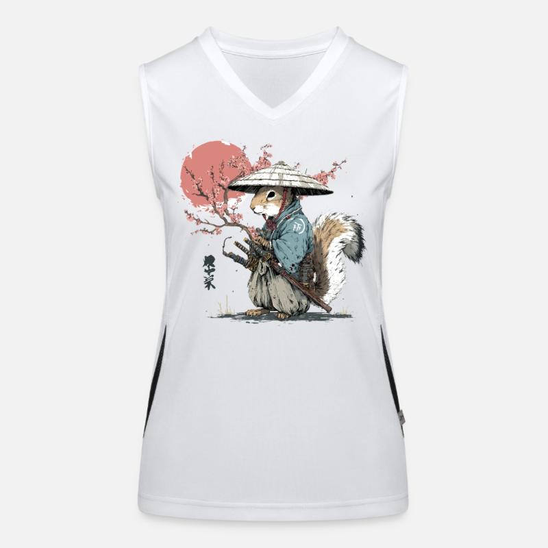 Eichhörnchen-Samurai in Sakura-Roben Funktionelles Kontrast-Tank Top für Frauen