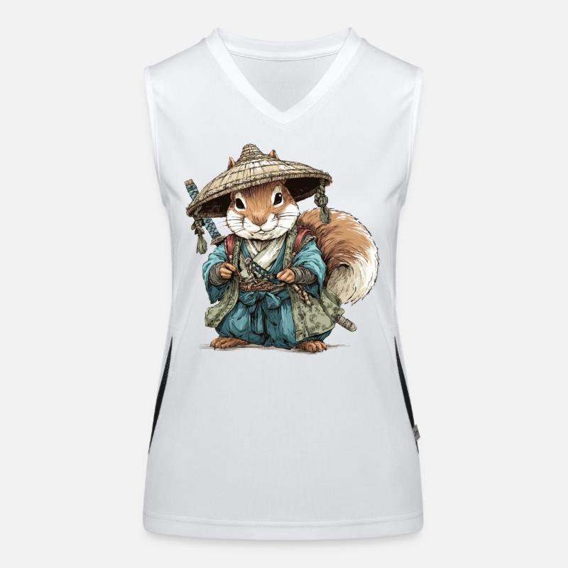 Eichhörnchen-Samurai im blauen Kimono Funktionelles Kontrast-Tank Top für Frauen