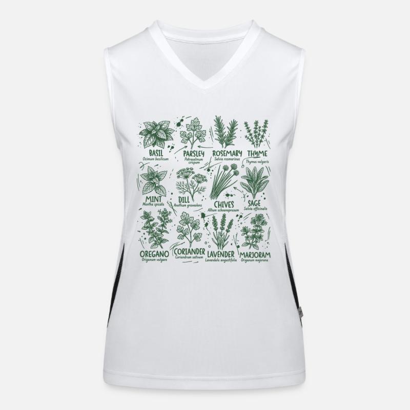 Herbs Botany Kitchen Basil Rosemary Women's Functional Contrast Tank Top