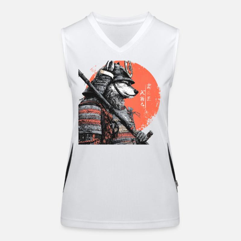 Wolf in Rüstung Samurai Funktionelles Kontrast-Tank Top für Frauen