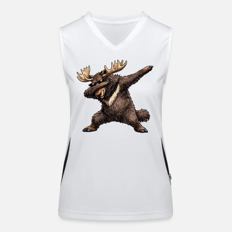 Dabbing Elch Funktionelles Kontrast-Tank Top für Frauen
