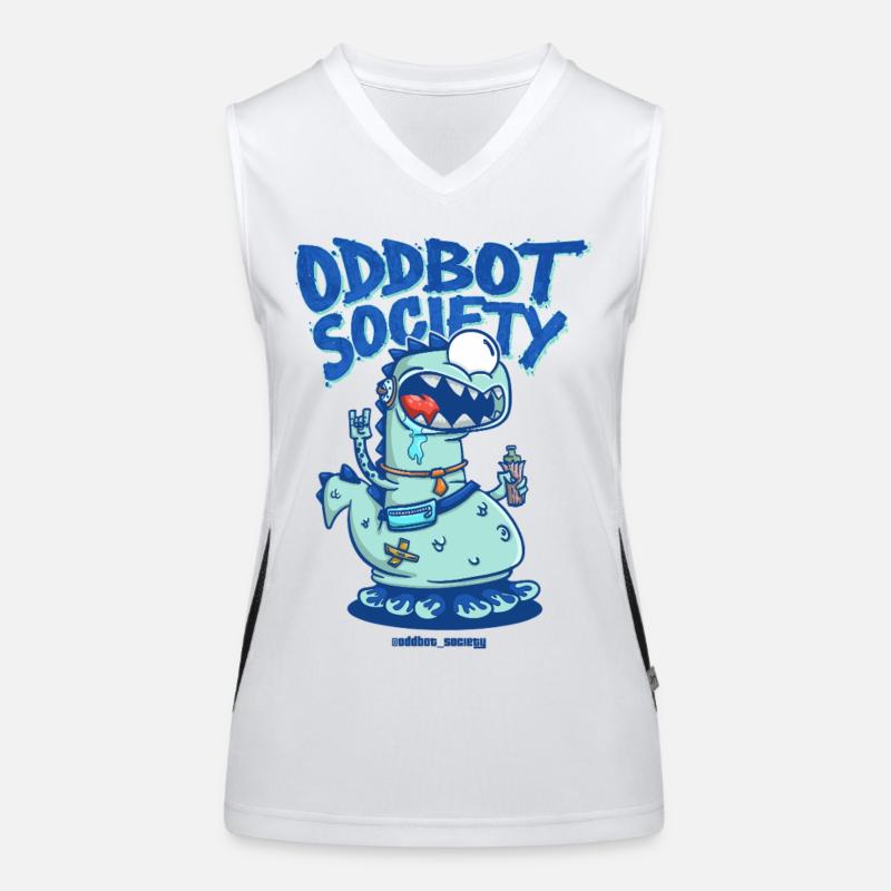 ODDBOT-GESELLSCHAFT Dino-Roboter Blau Funktionelles Kontrast-Tank Top für Frauen