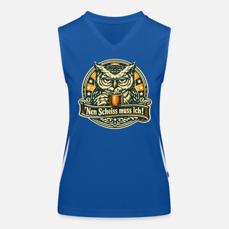 Nen Scheiss muss ich frecher Spruch mit Eule Funktionelles Kontrast-Tank Top für Frauen