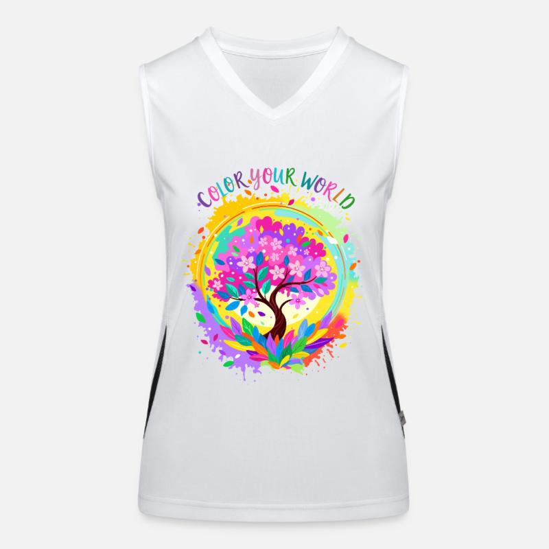 Colorful Flowering Tree Women's Functional Contrast Tank Top
