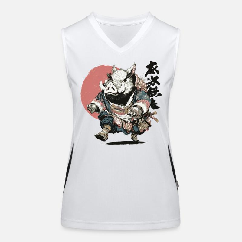 Samouraï sanglier en armure Ukiyo Débardeur respirant contrasté Femme