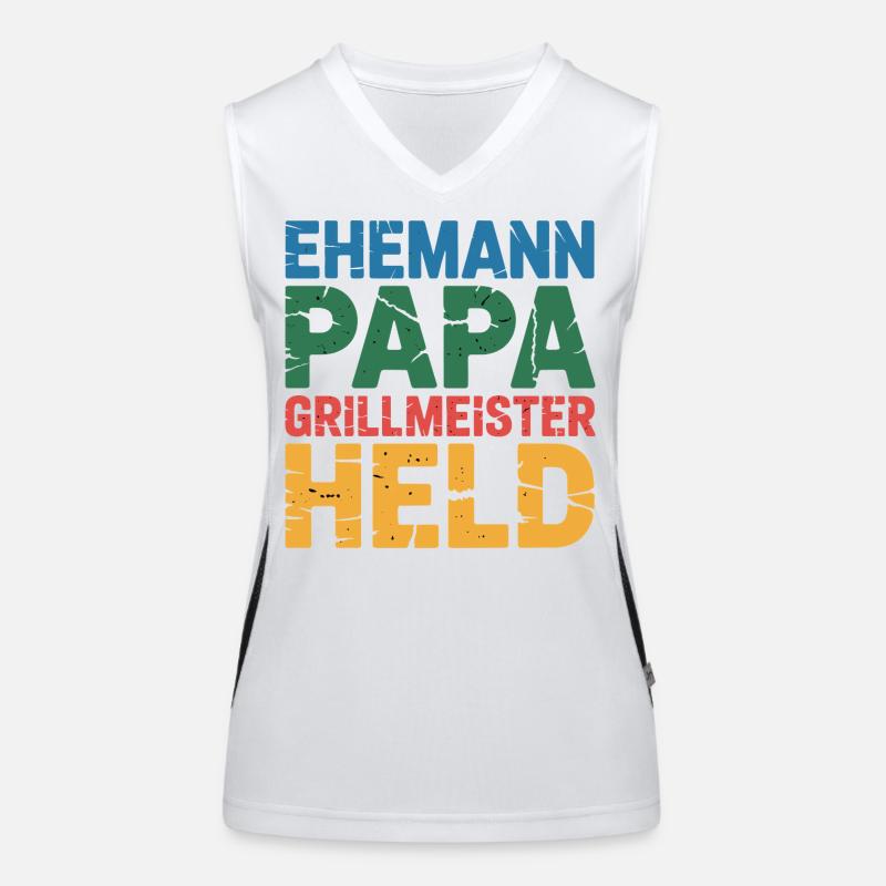 Dad Father Grill Master Hero Fun BBQ Women's Functional Contrast Tank Top