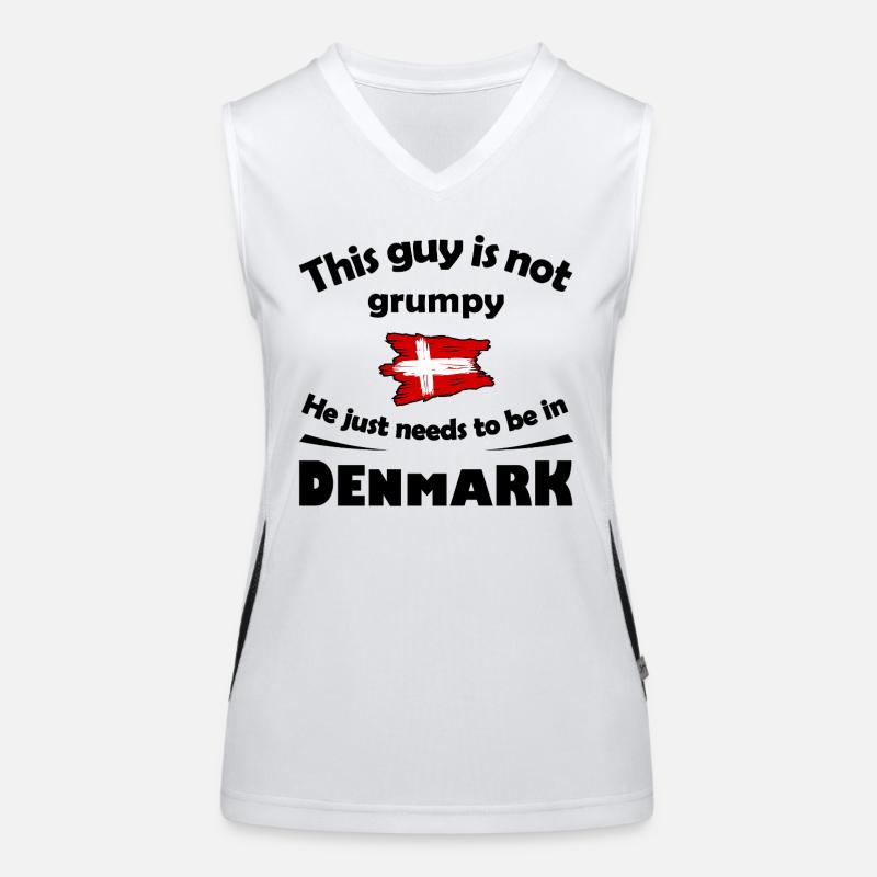 Dänemark Flagge im Pinselstil Funktionelles Kontrast-Tank Top für Frauen