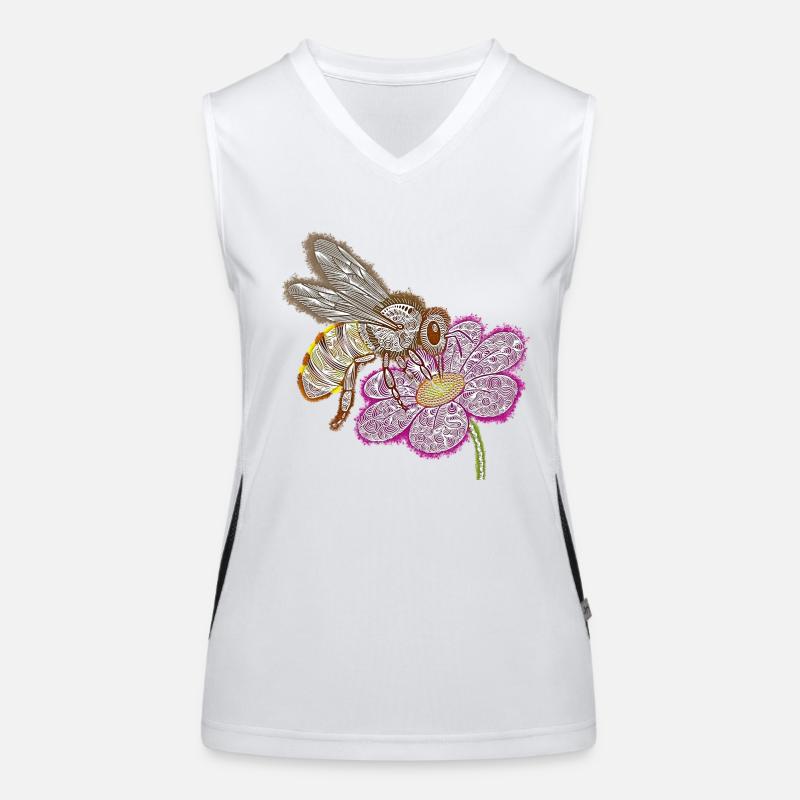 Zentangle-Biene Funktionelles Kontrast-Tank Top für Frauen