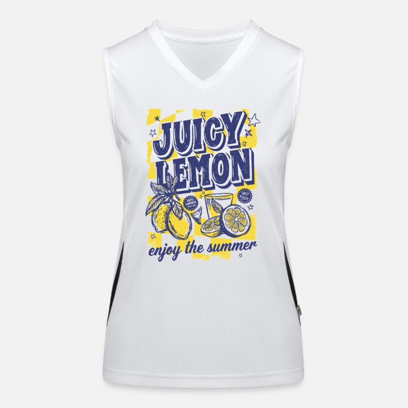 Juicy Lemon Sommer Citrus Design Funktionelles Kontrast-Tank Top für Frauen
