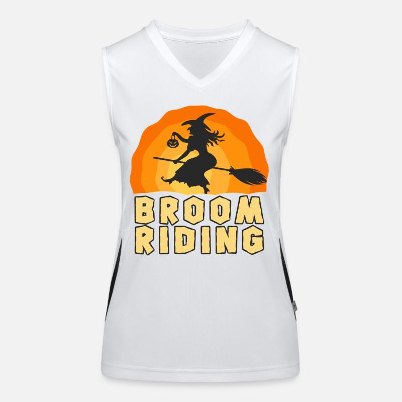 Broom Riding Witch – Halloween Hexen Spaß Funktionelles Kontrast-Tank Top für Frauen