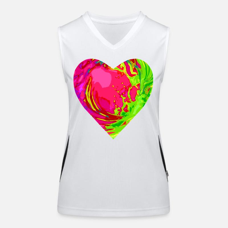 Psychedelic Heart Colors Pattern Women's Functional Contrast Tank Top