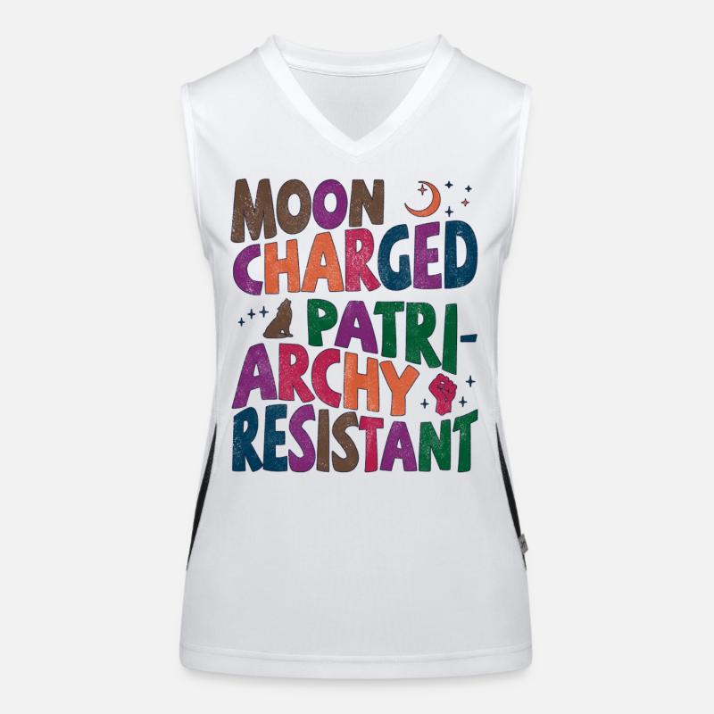 Moon charged, patriarchy resistant bunt Women's Functional Contrast Tank Top