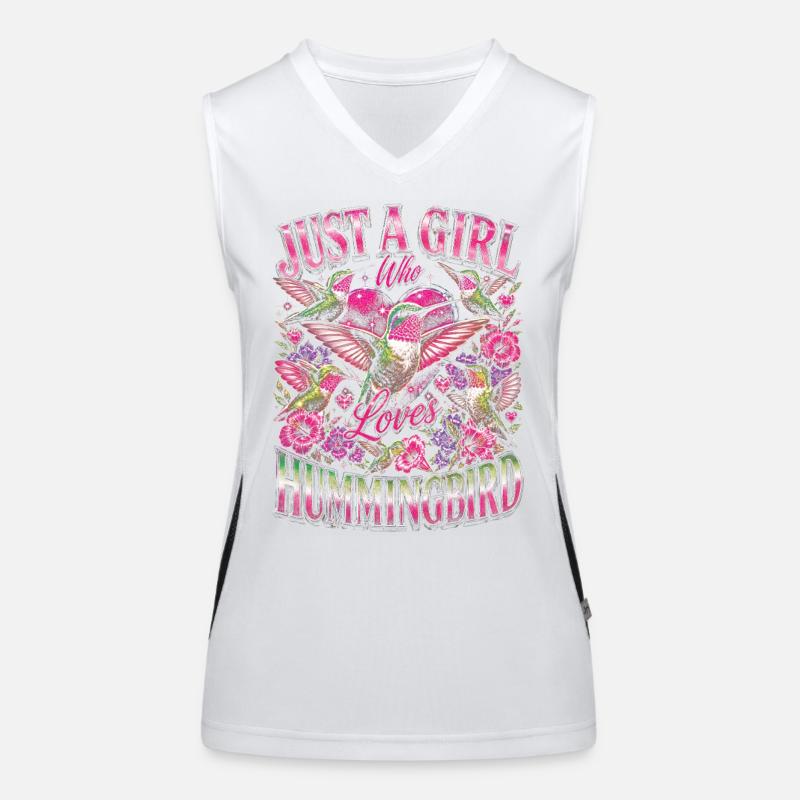 Mädchen, das den rubinroten Kolibris liebt Funktionelles Kontrast-Tank Top für Frauen