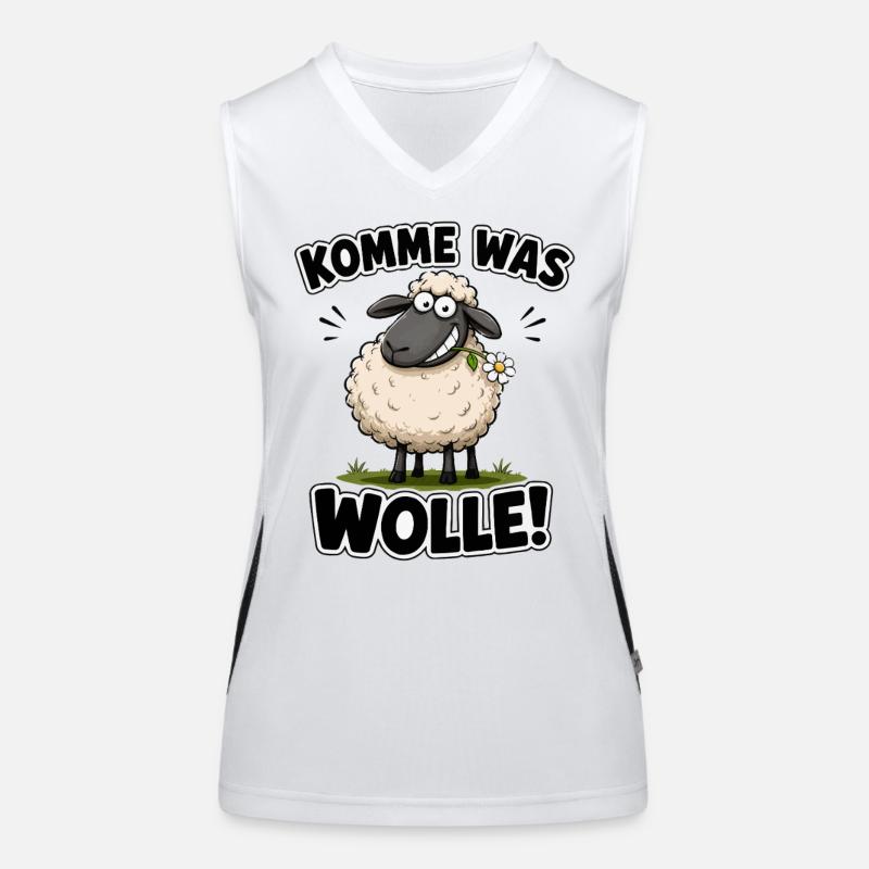 Komme Was Wolle – Schmuse-Schaf Design Funktionelles Kontrast-Tank Top für Frauen
