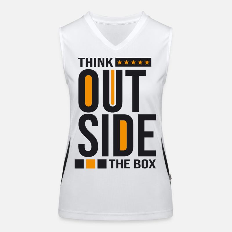 Think Outside the Box –Kreatives Mindset Statement Funktionelles Kontrast-Tank Top für Frauen