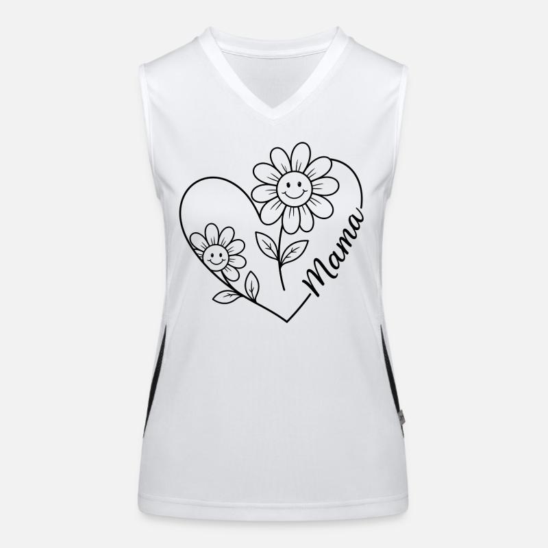 Mama Blumen Line-Art Funktionelles Kontrast-Tank Top für Frauen